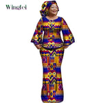 African Women’s Ankara Print 2PC Outfit – Long Sleeve Dashiki Top & Skirt Set with Matching Headwrap - Free Delivery Worldwide only at Flexi Africa