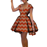 African Women’s Summer Dress – Short Sleeve Ankara Dashiki Print Ball Gown - Free Delivery Worldwide only at Flexi Africa