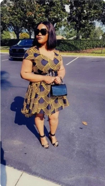 African Women’s Summer Dress – Short Sleeve Ankara Dashiki Print Ball Gown - Free Delivery Worldwide only at Flexi Africa