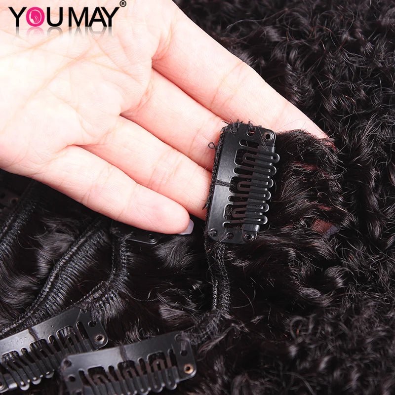 Afro Kinky Curly Clip In Human Hair Extensions 100% Hair Human Natural Black Clip Ins Afro Bundle - Flexi Africa - Flexi Africa offers Free Delivery Worldwide - Vibrant African traditional clothing showcasing bold prints and intricate designs