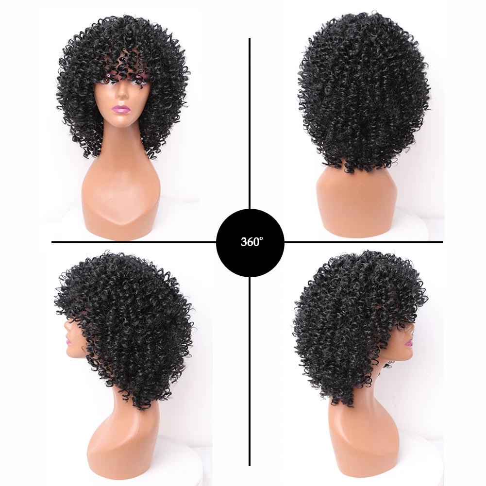 Amir Synthetic Short Curly Wigs for Women Black Hair Afro Kinky Curly Wigs with Bangs - Free Delivery Worldwide only at Flexi Africa