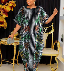 Ankara Dresses Dashiki African Dresses for Women Summer African Half Sleeve Sequin Printing Party Evening Long Maxi Dress Gowns - Free Delivery Worldwide only at Flexi Africa