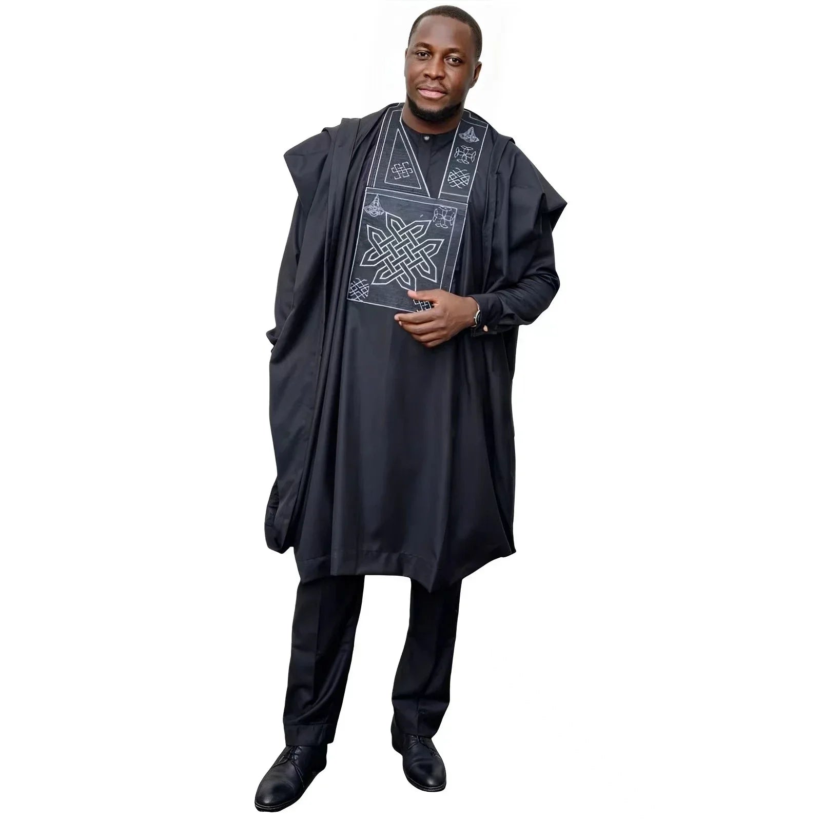 Bazin Riche Embroidered Long Sleeve Top: Authentic African Men's Attire - Flexi Africa - Free Delivery www.flexiafrica.com