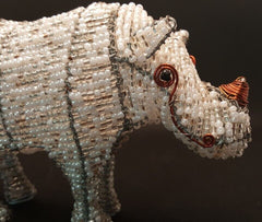 Beaded Rhino Figurine Copper Wire & Beaded Hand Made African Rhino - Flexi Africa - Flexi Africa offers Free Delivery Worldwide - Vibrant African traditional clothing showcasing bold prints and intricate designs