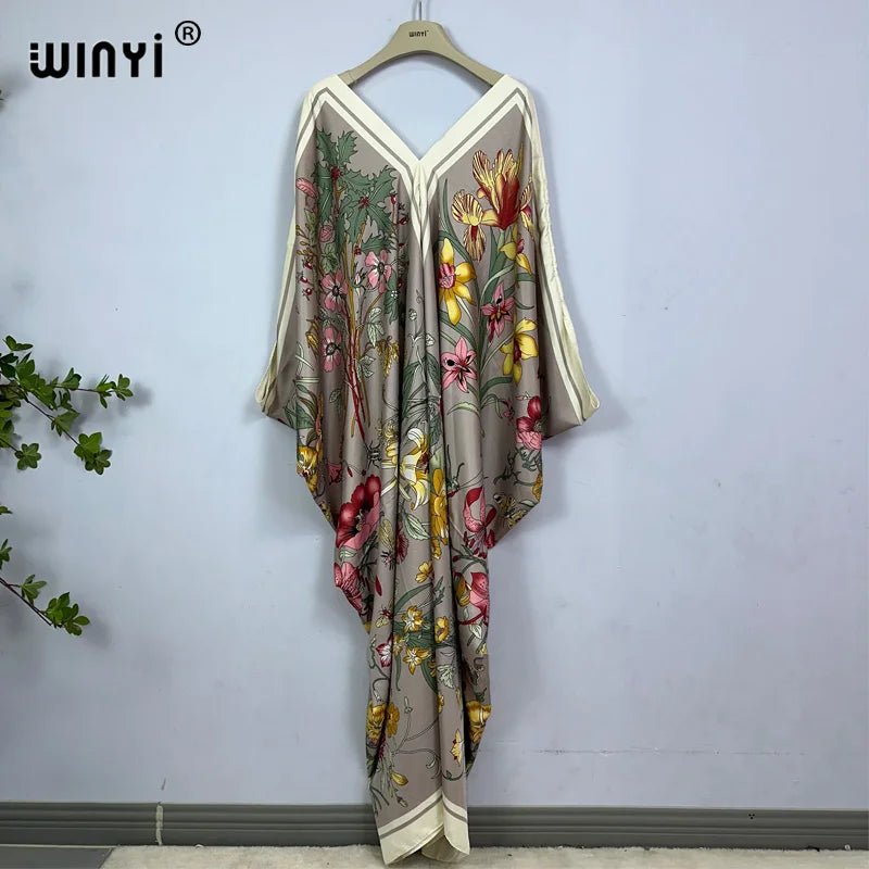 Bohemian Chic: Women's Summer Long Kaftan with African Inspired Print - Fashionable Evening Dress - Flexi Africa - FREE POST