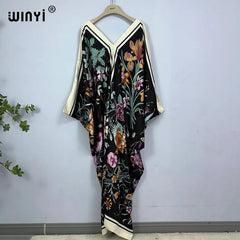 Bohemian Chic: Women's Summer Long Kaftan with African Inspired Print - Fashionable Evening Dress - Flexi Africa - FREE POST