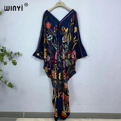 Bohemian Print Maxi Kaftan: Stylish Summer Abaya Dress for Women - Free Delivery Worldwide only at Flexi Africa