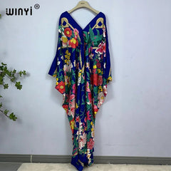 Bohemian Print Maxi Kaftan: Stylish Summer Abaya Dress for Women - Free Delivery Worldwide only at Flexi Africa