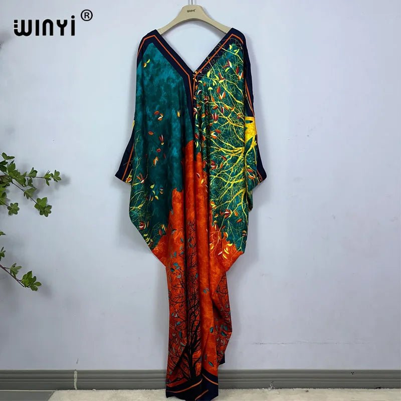 Bohemian Print Maxi Kaftan: Stylish Summer Abaya Dress for Women - Free Delivery Worldwide only at Flexi Africa