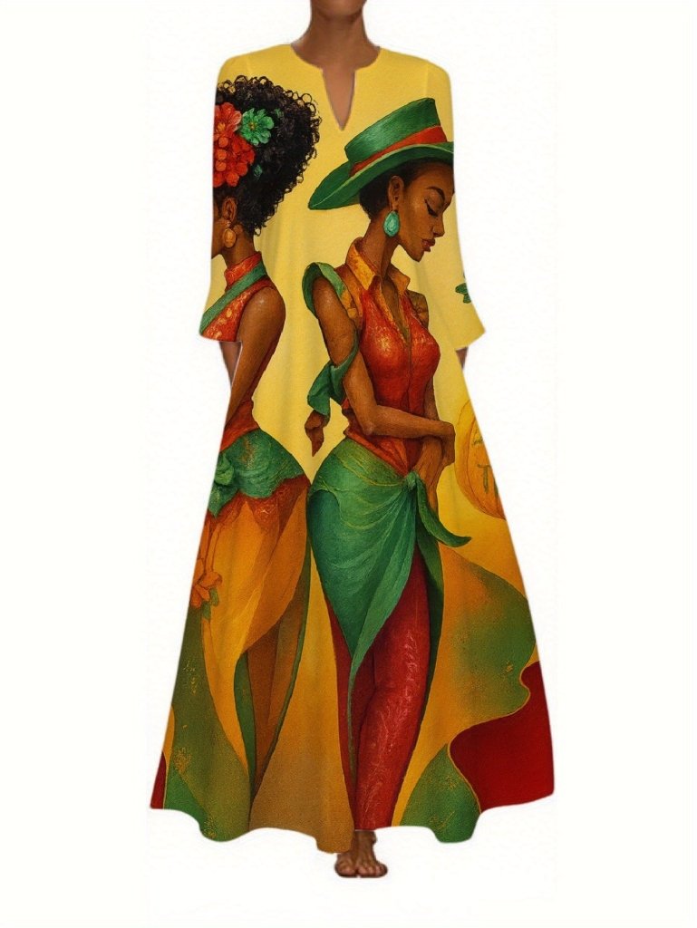 Boho Chic Long Sleeve Maxi Dress – Timeless Vintage Fall Style - Free Delivery Worldwide only at Flexi Africa