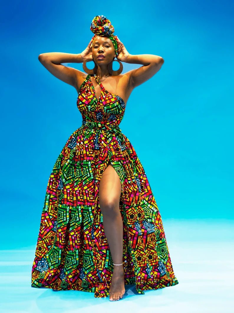 Box of 10 Belle Rainbow African Print Infinity Dresses | Ankara Clothing - Free Delivery Worldwide only at Flexi Africa