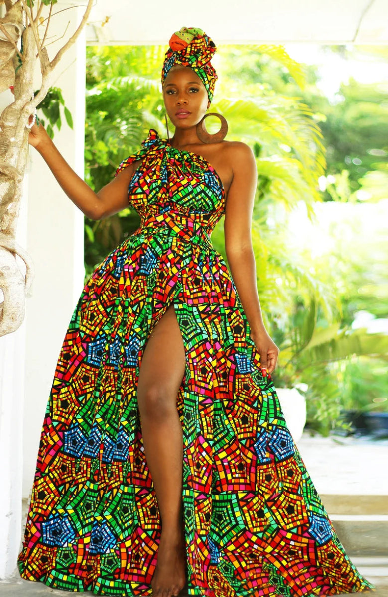 Box of 10 Belle Rainbow African Print Infinity Dresses | Ankara Clothing - Free Delivery Worldwide only at Flexi Africa