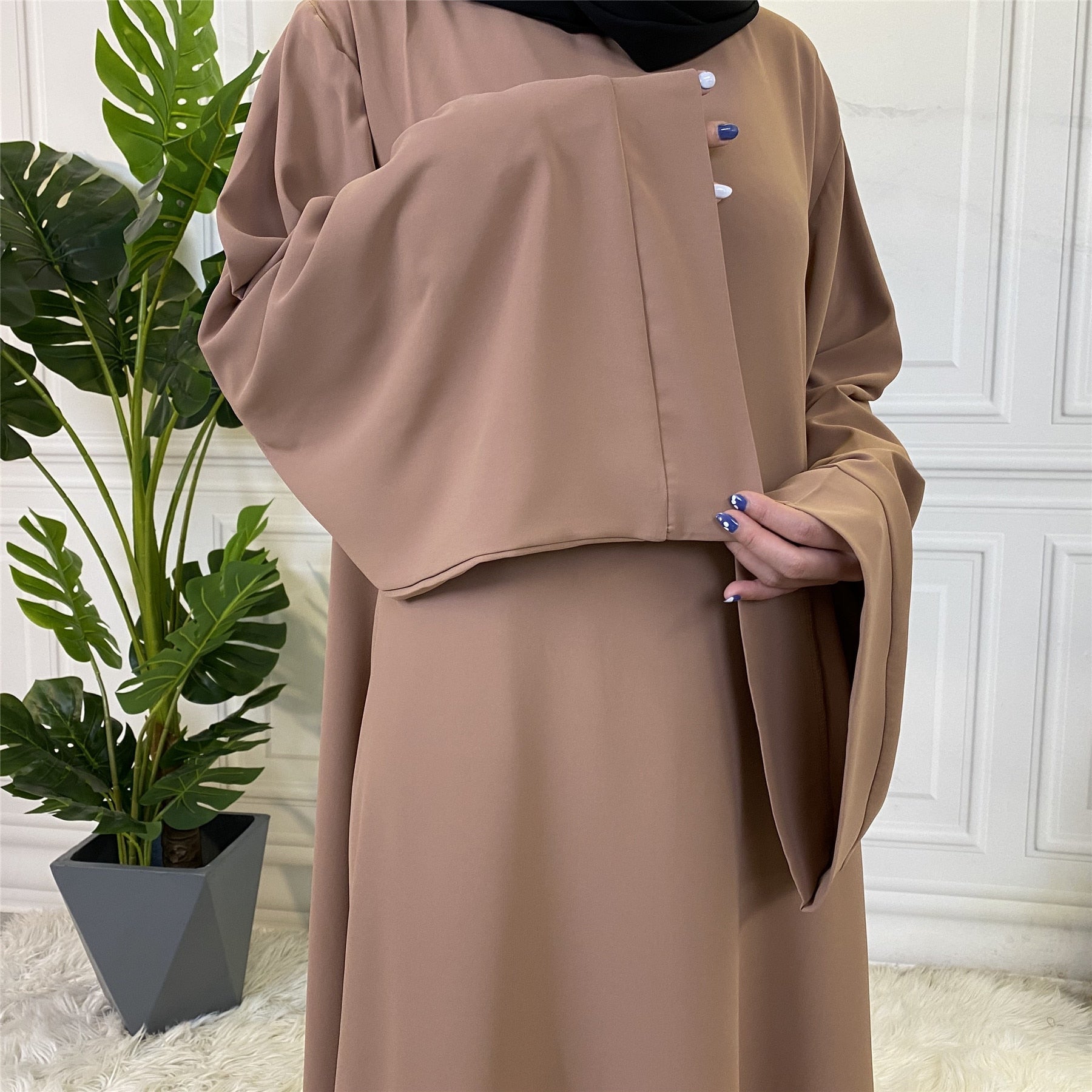 Chic and Modest: Muslim Fashion Hijab Dubai Abaya Long Dresses with Sashes for Women - Free Delivery Worldwide