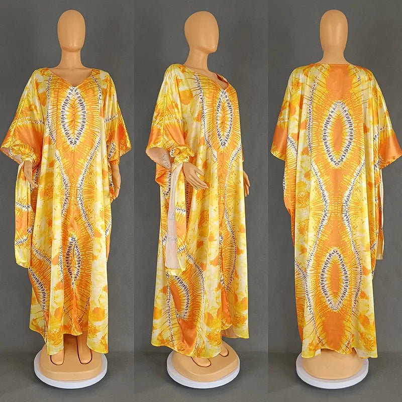 Chic Plus-Size African Dashiki Abaya Maxi Dress: Ankara Inspired Fashion for Spring and Autumn - Flexi Africa - FREE POST