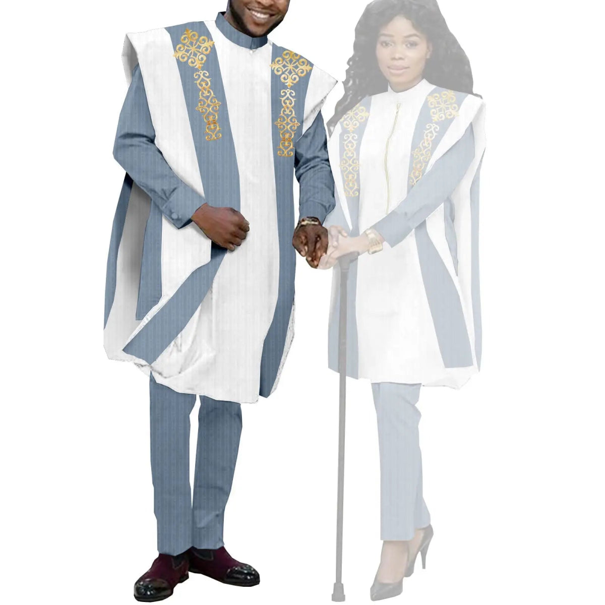 Couples Agbada Set – Men’s Traditional 3PC Suit & Women’s Matching Outfit - Free Delivery Worldwide only at Flexi Africa