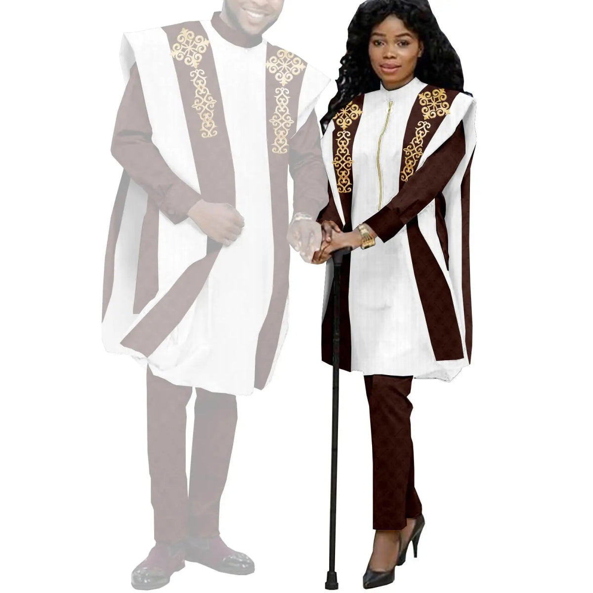 Couples Agbada Set – Men’s Traditional 3PC Suit & Women’s Matching Outfit - Free Delivery Worldwide only at Flexi Africa