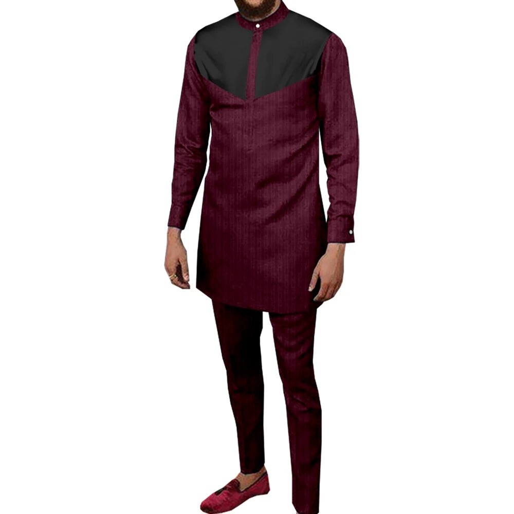 Dashiki African Couple Clothing – Sexy V - Neck Women’s Prom Dress with Matching Men’s Shirt & Pants Set - Free Delivery Worldwide only at Flexi Africa