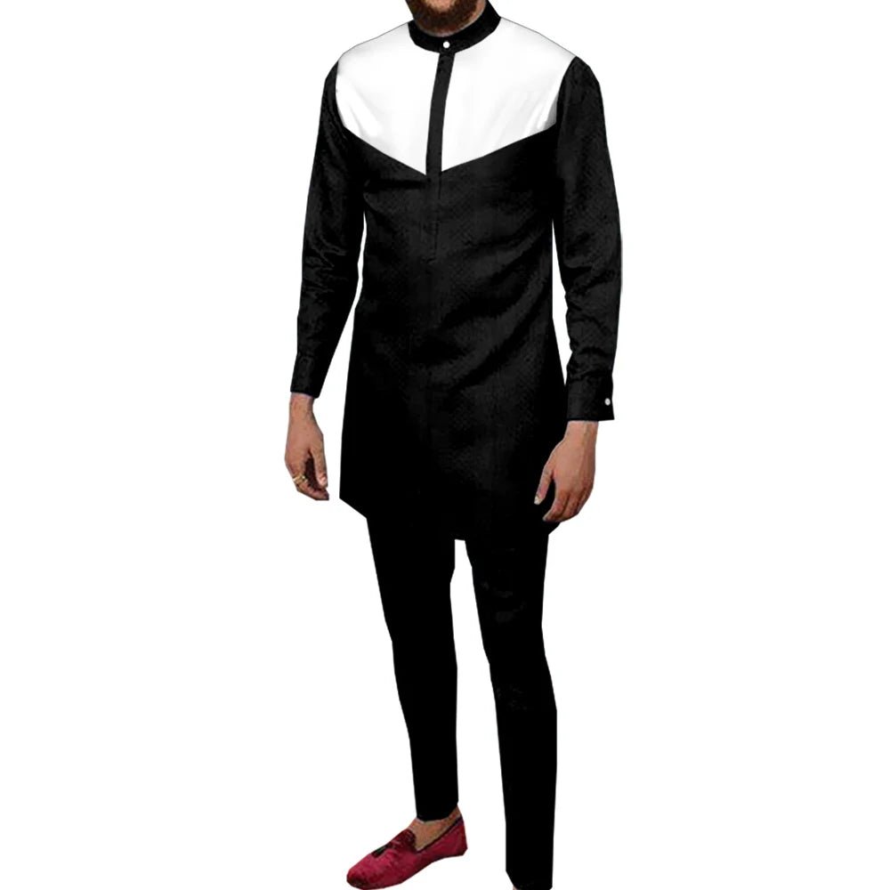 Dashiki African Couple Clothing – Sexy V - Neck Women’s Prom Dress with Matching Men’s Shirt & Pants Set - Free Delivery Worldwide only at Flexi Africa