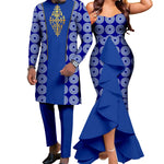 Dashiki African Couple Wedding Set – Women’s Mermaid Dress & Matching Men’s Bazin Riche Shirt and Pants - Free Delivery