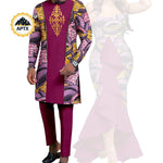 Dashiki African Couple Wedding Set – Women’s Mermaid Dress & Matching Men’s Bazin Riche Shirt and Pants - Free Delivery