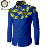 Dashiki African Men’s Long Sleeve Shirt – Ankara Print Single - Breasted Dress Shirt - Free Delivery Worldwide only at Flexi Africa