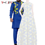 Dashiki Couple Outfit Set – Women’s African Dress with Men’s Bazin Riche Top and Pants for Special Occasions - Free Delivery Worldwide only at Flexi Africa