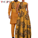 Dashiki Couple Outfit Set – Women’s African Dress with Men’s Bazin Riche Top and Pants for Special Occasions - Free Delivery Worldwide only at Flexi Africa