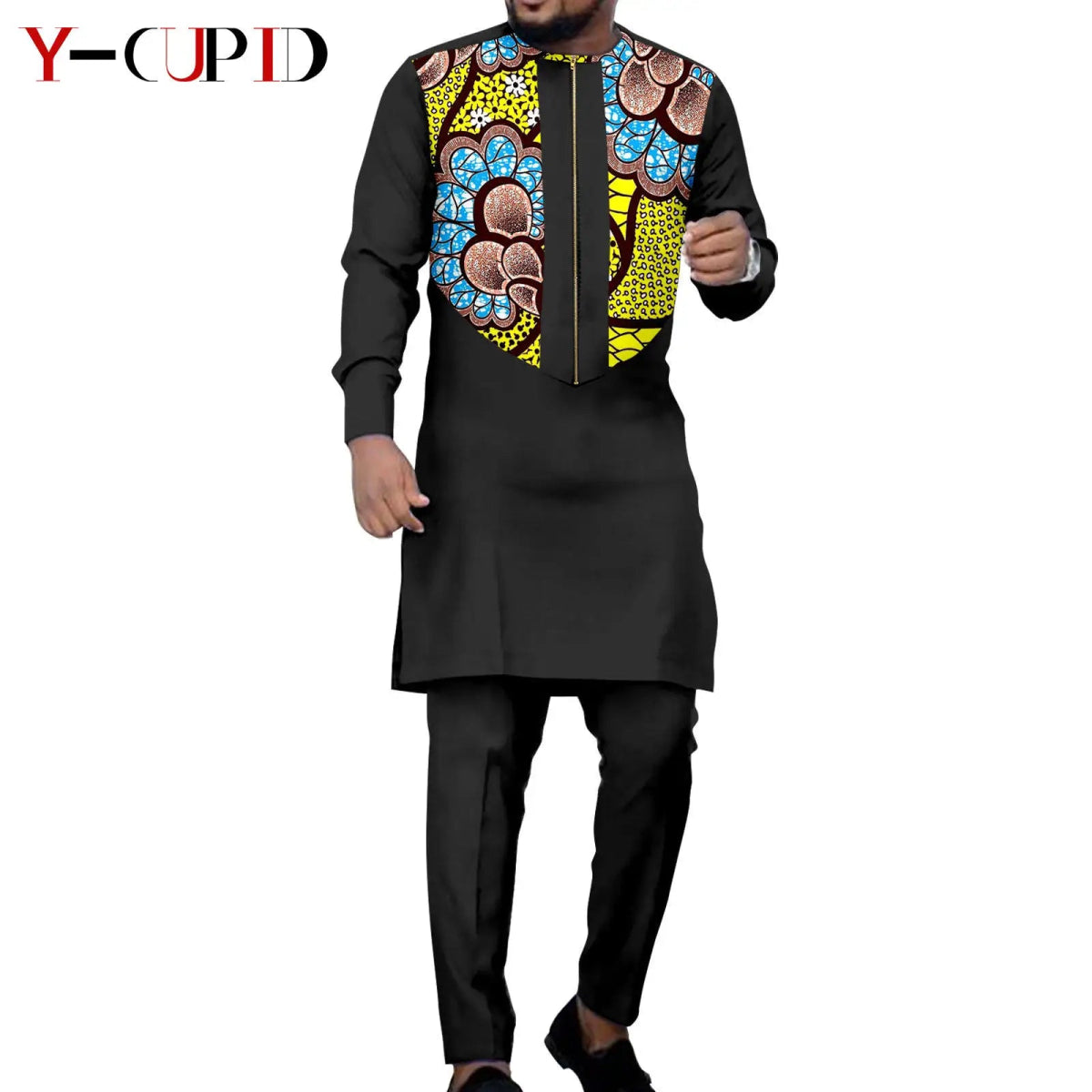 Dashiki Couple Outfit Set – Women’s African Dress with Men’s Bazin Riche Top and Pants for Special Occasions - Free Delivery Worldwide only at Flexi Africa