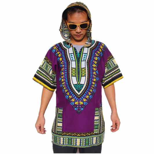 Dashiki-Inspired Hoodies: Relaxed Fit, Authentic African Dashiki Fabric, 100% Cotton, Unisex Fashion Kimono Hooded Attire