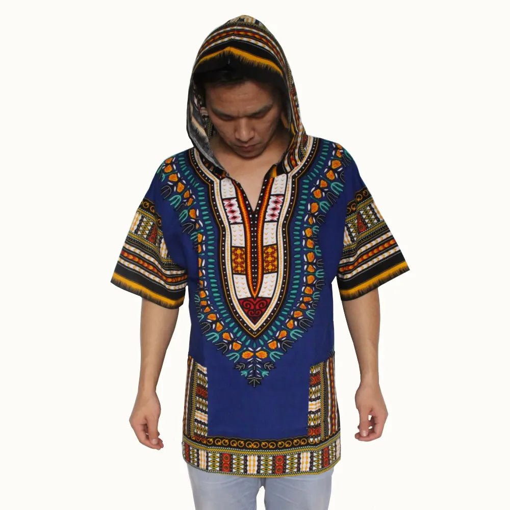 Dashiki-Inspired Hoodies: Relaxed Fit, Authentic African Dashiki Fabric, 100% Cotton, Unisex Fashion Kimono Hooded Attire