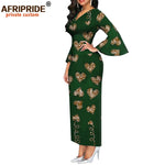Dashiki Print Bodycon Maxi Dress – Women’s African V - Neck Flare Sleeve Party & Formal Gown - Free Delivery Worldwide only at Flexi Africa