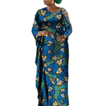 Dashiki Print Mermaid Party Dress for Women – African Cotton Evening Gown with Cut - Out Sleeves - Free Delivery Worldwide only at Flexi Africa
