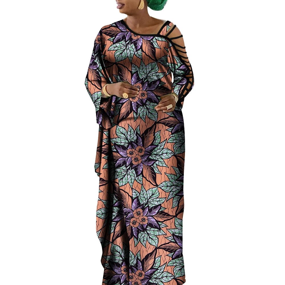 Dashiki Print Mermaid Party Dress for Women – African Cotton Evening Gown with Cut - Out Sleeves - Free Delivery Worldwide only at Flexi Africa