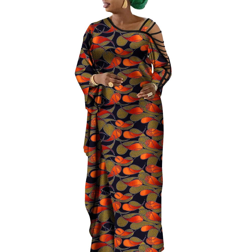 Dashiki Print Mermaid Party Dress for Women – African Cotton Evening Gown with Cut - Out Sleeves - Free Delivery Worldwide only at Flexi Africa