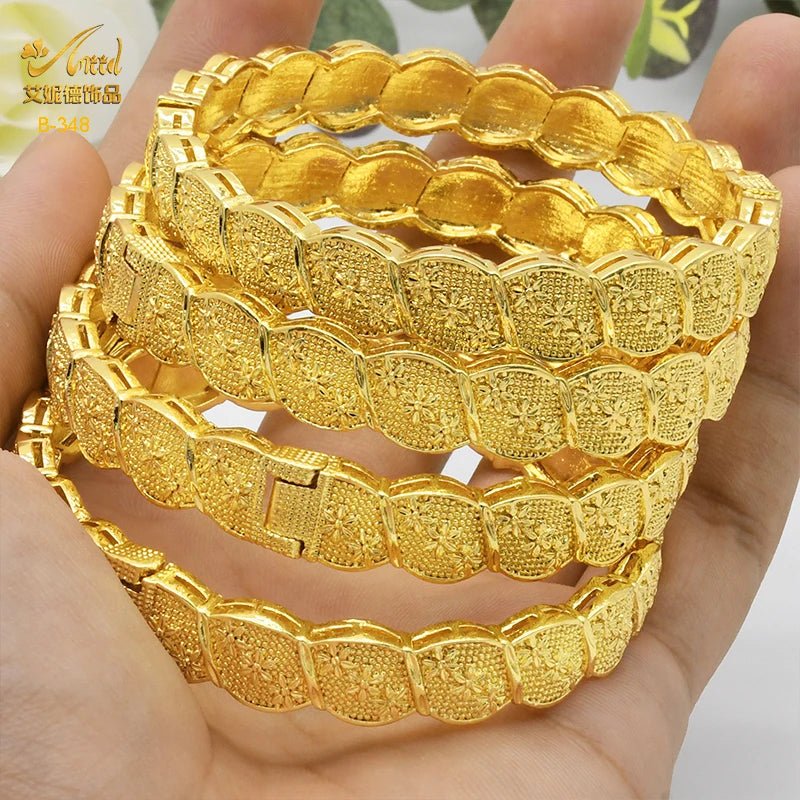Designer African Bracelet: 24K Gold-Colored Bangles for Women, Luxury Wedding Jewelry - Flexi Africa - Flexi Africa offers Free Delivery Worldwide - Vibrant African traditional clothing showcasing bold prints and intricate designs