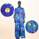 Elegant African Ankara 2 - Piece Set for Women – Floor - Length Dress, Long Coat & Pants Casual Suit - Free Delivery Worldwide only at Flexi Africa