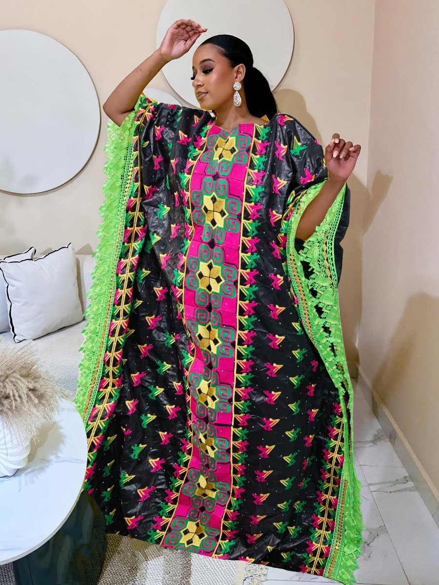 Elegant African Baizn Riche Boubou Dresses with Unique Embroidery and Stones for Nigerian Women’s Wedding and Party - Free Delivery Worldwide only at Flexi Africa