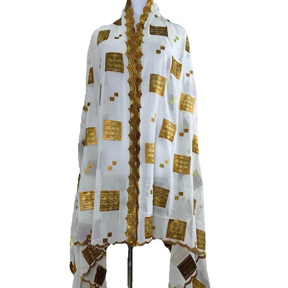 Elegant African Chiffon Hijab for Women – Embroidered Pashmina Shawl Headscarf - Free Delivery Worldwide only at Flexi Africa
