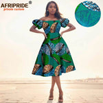 Elegant African Midi Dress – High - Waist Ankara Fashion Wear with Short Sleeves - Free Delivery Worldwide only at Flexi Africa