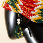 Elegant African Off - Shoulder Maxi Dress with Matching Headscarf & Earrings - Free Delivery Worldwide only at Flexi Africa