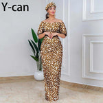 Elegant African Off - Shoulder Maxi Dress with Matching Headscarf & Earrings - Free Delivery Worldwide only at Flexi Africa