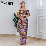 Elegant African Off - Shoulder Maxi Dress with Matching Headscarf & Earrings - Free Delivery Worldwide only at Flexi Africa