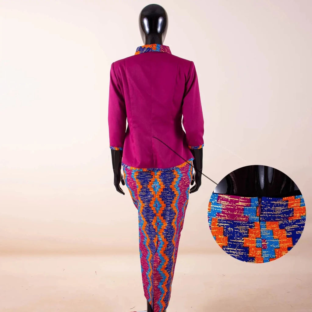 Elegant African Print 2PC Suit – Structured Blazer & High - Waisted Skirt - Free Delivery Worldwide only at Flexi Africa