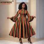 Elegant African Print Long Dress – Flare Sleeve Dashiki Maxi Style for Women - Free Delivery Worldwide only at Flexi Africa