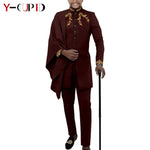 Elegant African Wedding Couple Outfits – Women's Slim Fit Mermaid Dress & Men's Bazin Riche Jacket Pant Set with Hat - Free Delivery Worldwide only at Flexi Africa
