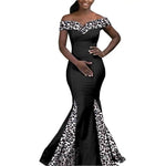 Elegant African Wedding Couple Outfits – Women's Slim Fit Mermaid Dress & Men's Bazin Riche Jacket Pant Set with Hat - Free Delivery Worldwide only at Flexi Africa