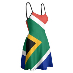 Elegant and Exotic Gown Inspired by South African Flag: A Unique Suspender Dress Blending Modern Styles - Free Delivery Worldwide only at Flexi Africa