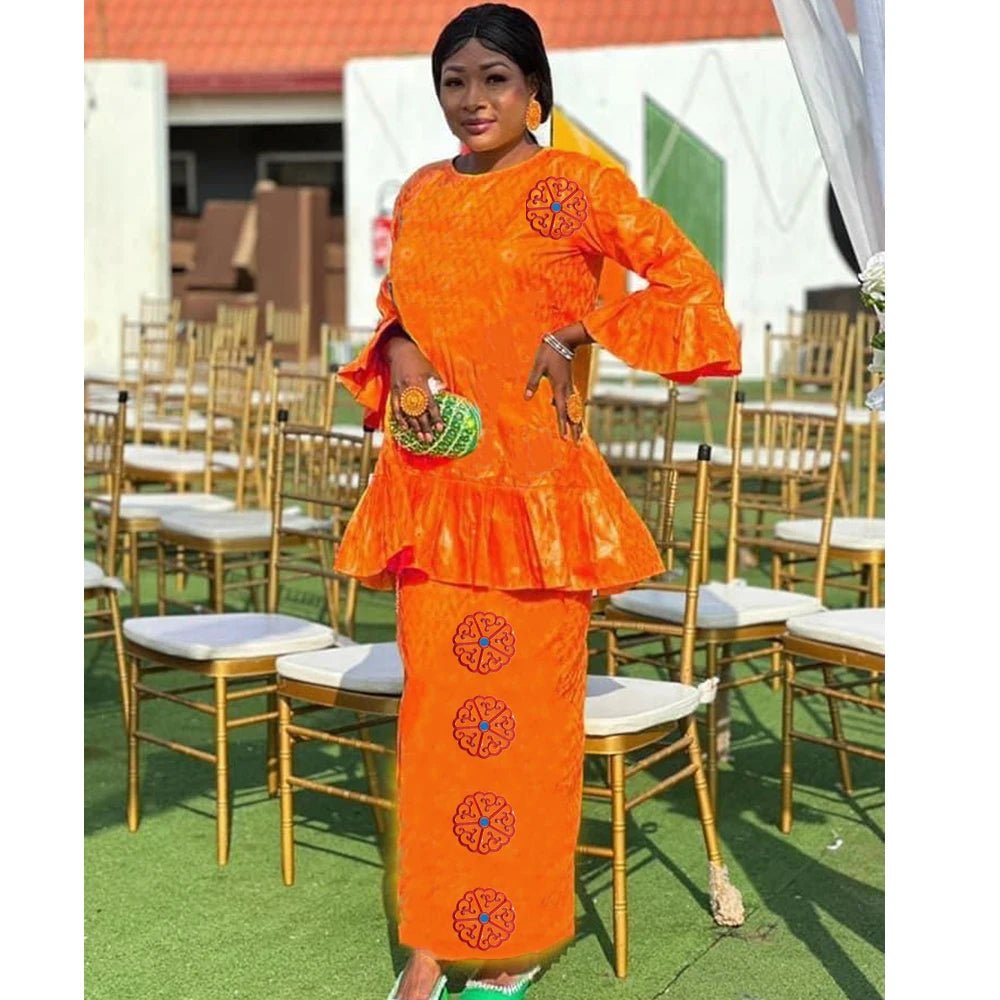 Elegant Bazin Rich Dresses for African Women - Traditional Brocade Clothing - Free Delivery Worldwide only at Flexi Africa