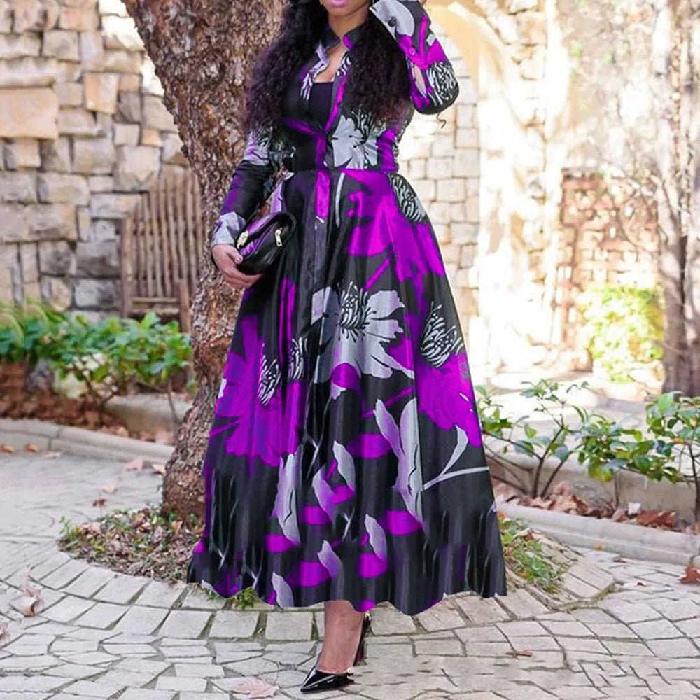 Elegant Dashiki Print Maxi Dress for Women - Plus Size Traditional African Clothing, Perfect for Summer Parties - Flexi Africa - Free Delivery Worldwide only at www.flexiafrica.com