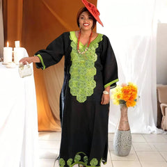 Elegant Embroidered African Bazin Dress for Women - Free Delivery Worldwide only at Flexi Africa